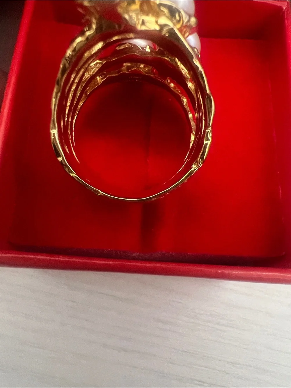 Gold freshwater Pearl Cluster Ring - White freshwater Pearls